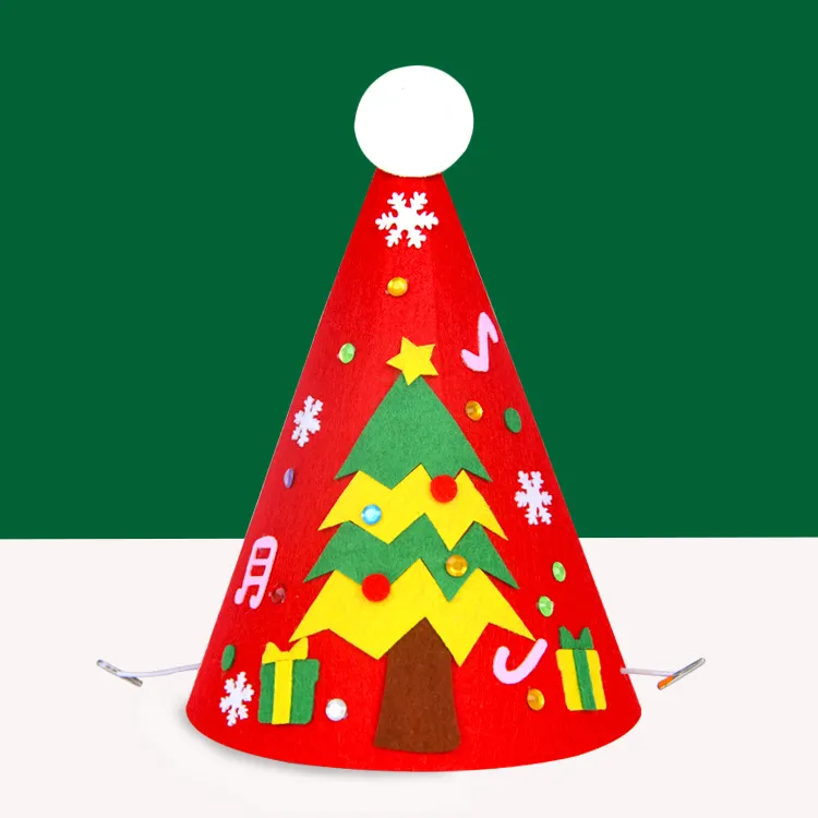 Chapeau de noël DIY pour enfants, paquet de matériel fait à la main, jouets éducatifs, cadeaux de noël créatifs pour la maternelle