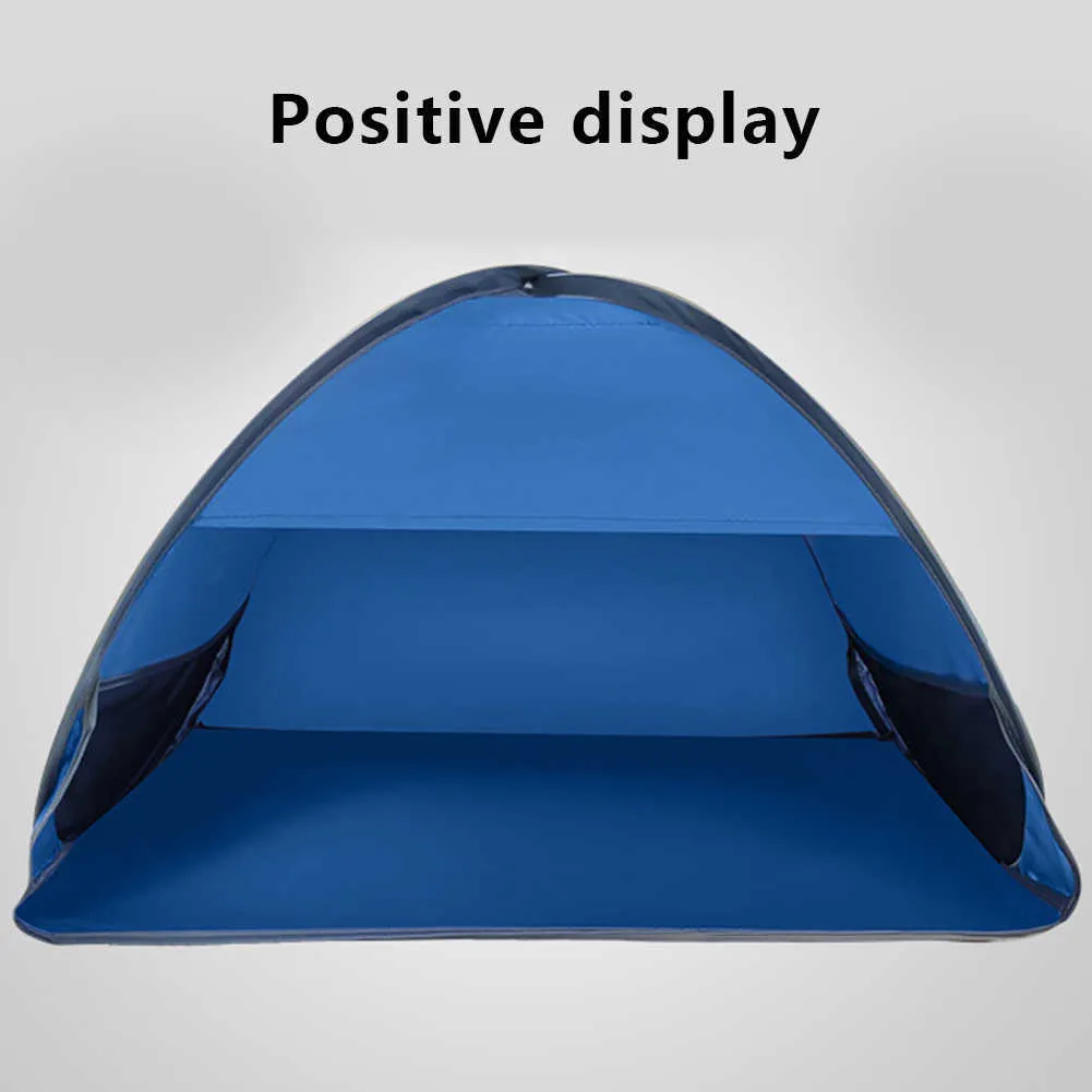Solskydd mini strand tält bärbar pop up strand sol tält med förvaring väska för solskydd camping fiske picknick blå y0706