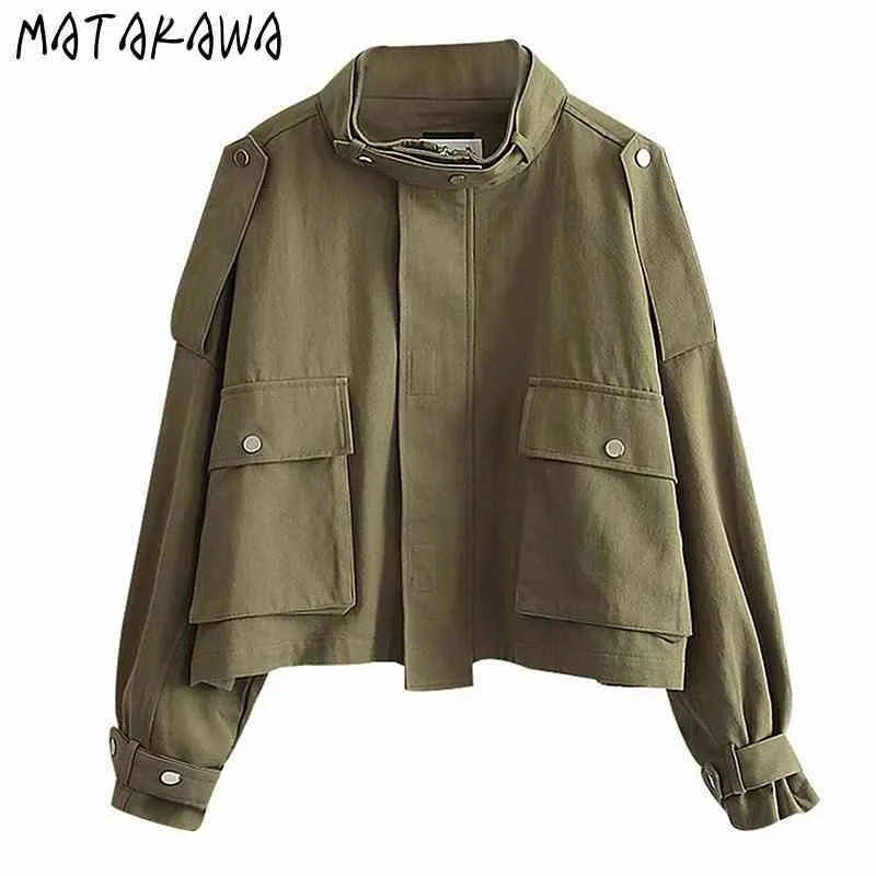 MATAKAWA Street Style Trench-Coat pour femmes printemps tout-match outillage veste femmes mode court coupe-vent 210513