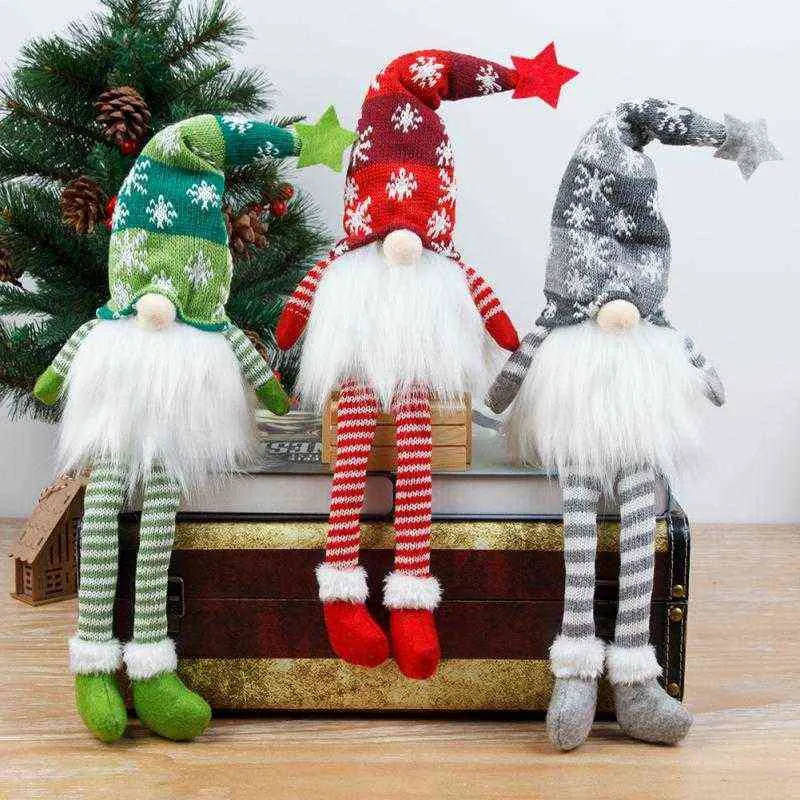 Décorations de noël lumineux longues jambes poupée sans visage brillant Gnome ménage fête décor à la maison nouvel an 2022 cadeaux
