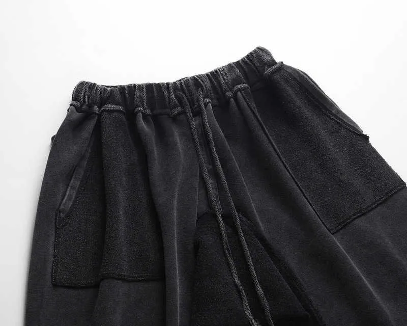 Shorts pour hommes High street ins shorts délavés pour l'industrie lourde avec coutures de poche décontractées