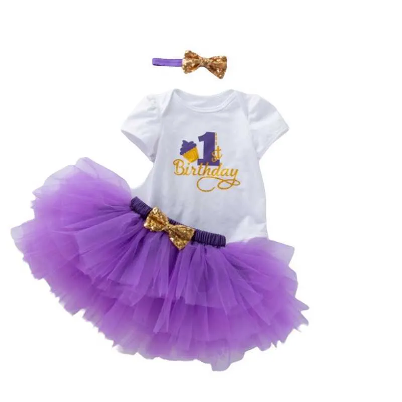 Zomer baby meisjes 2-pcs sets brief korte mouwen bodysuit + effen kleur tutu rok outfits pak kinderkleding E040 210610