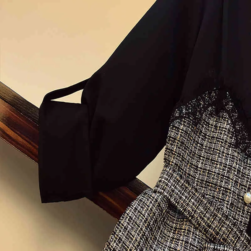 SHENGPLLAE Robe élégante Femmes Printemps Revers Simple Boutonnage Grande Taille Taille à lacets Taille au genou Robes de chemise 210427