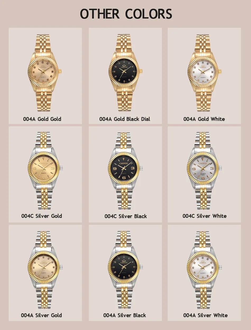 럭셔리 여성 시계 여성 패션 쿼츠 여성을위한 시계 골든 스테인리스 스틸 손목 시계 캐주얼 여성 시계 xfcs245a