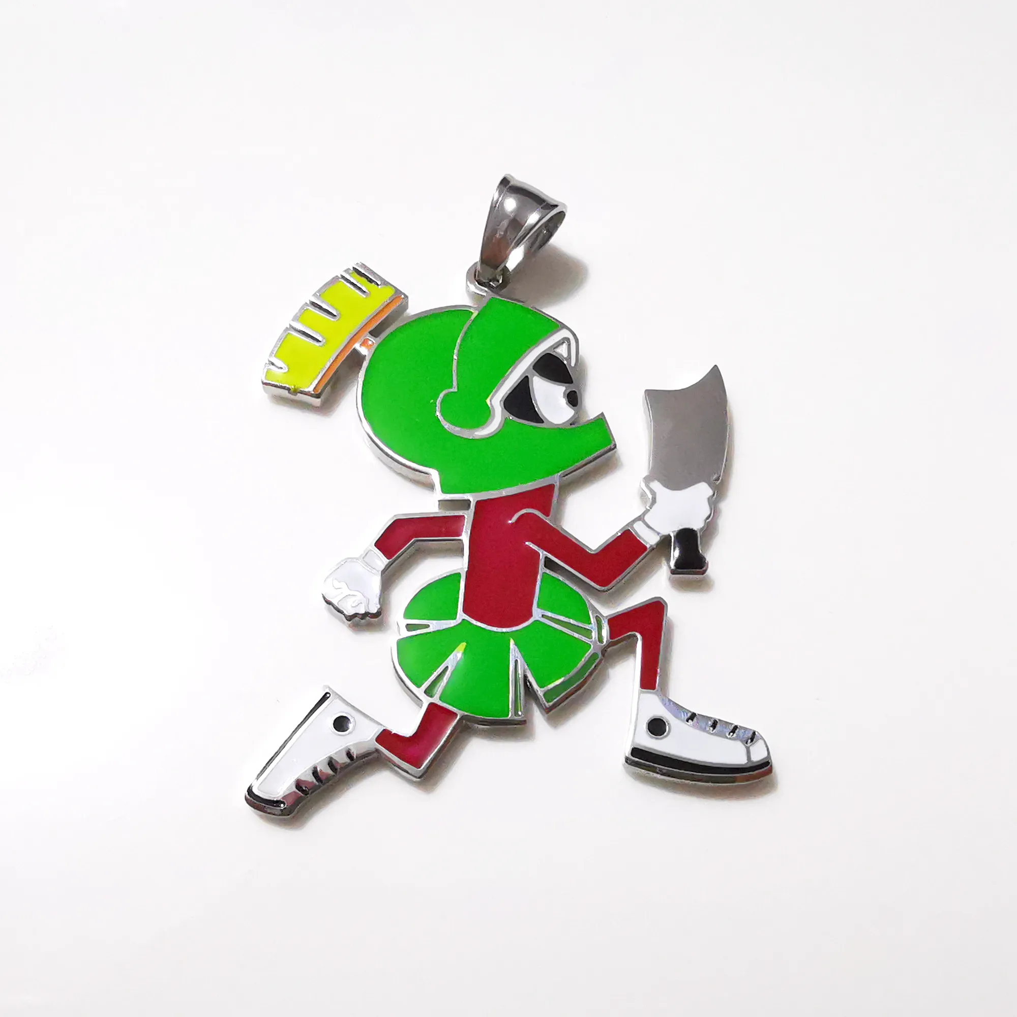 XMAS Gifts Mens Pendant Green Color 2 inch Juggalo Marvin the Martian Stainless steel ICP Hatchetman Necklace Chain252w