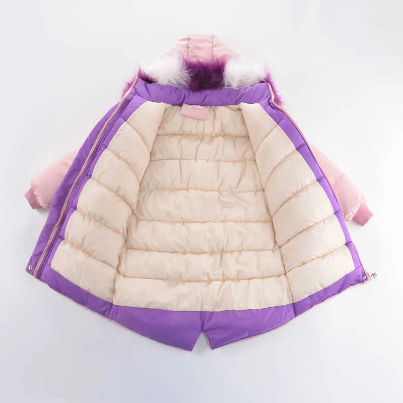 LZH 2021 Mid-Länge Daunenjacke Kinderjacke Mädchen 5-12 Jahre Kinder Oberbekleidung Herbst Winter Verdicken Baby Mädchen Kleidung Caots H0909