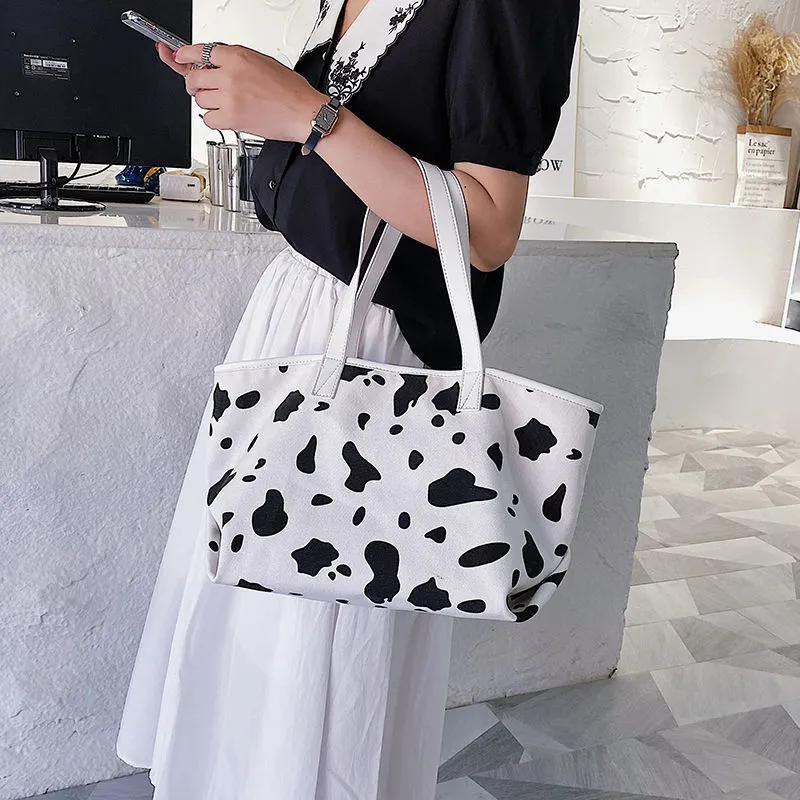 التسوق عالية الجودة حقيبة كبيرة للنساء 2021 جديد الانترنت تأثف الأزياء الأبقار نمط قماش حقيبة تنوعا حقيبة تسوق سعة كبيرة فاشي
