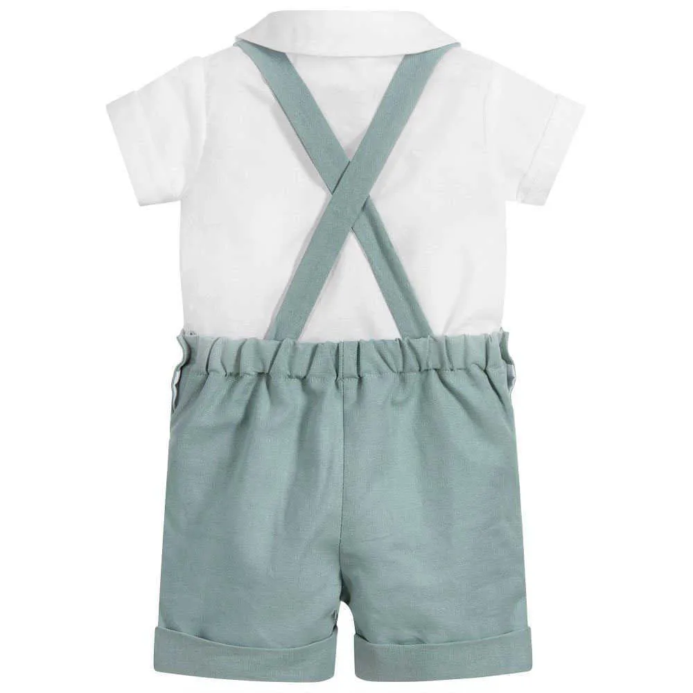 Baby Boy Boutique Set di vestiti Infantile Compleanno Battesimo Abbigliamento Completo Bambini Abiti spagnoli Camicia bianca Pantaloni nati Festa 210615