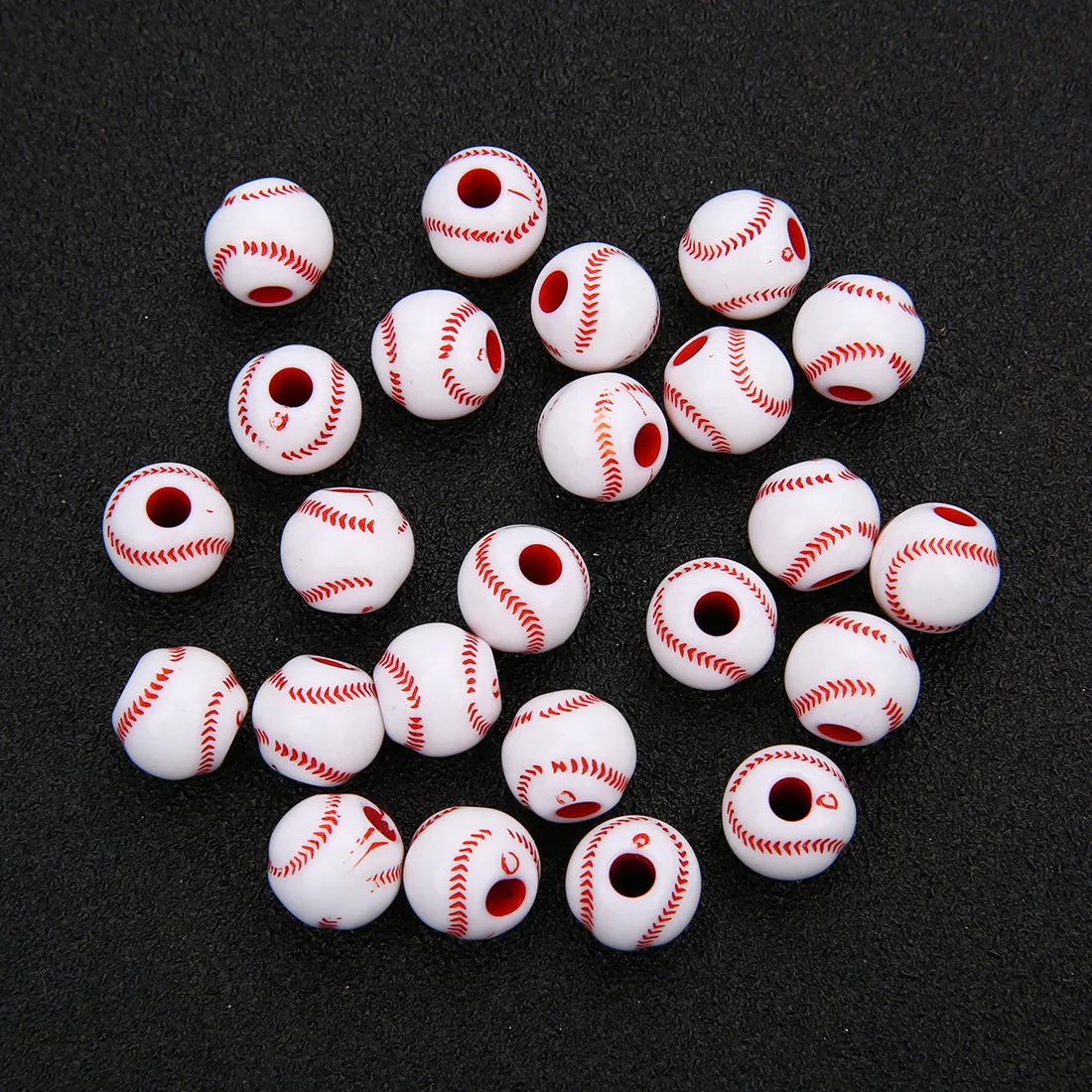 Perles acryliques basket-ball Tennis Rugby volley-ball perles entretoises pour bracelets à bricoler soi-même fabrication de bijoux en gros sportif