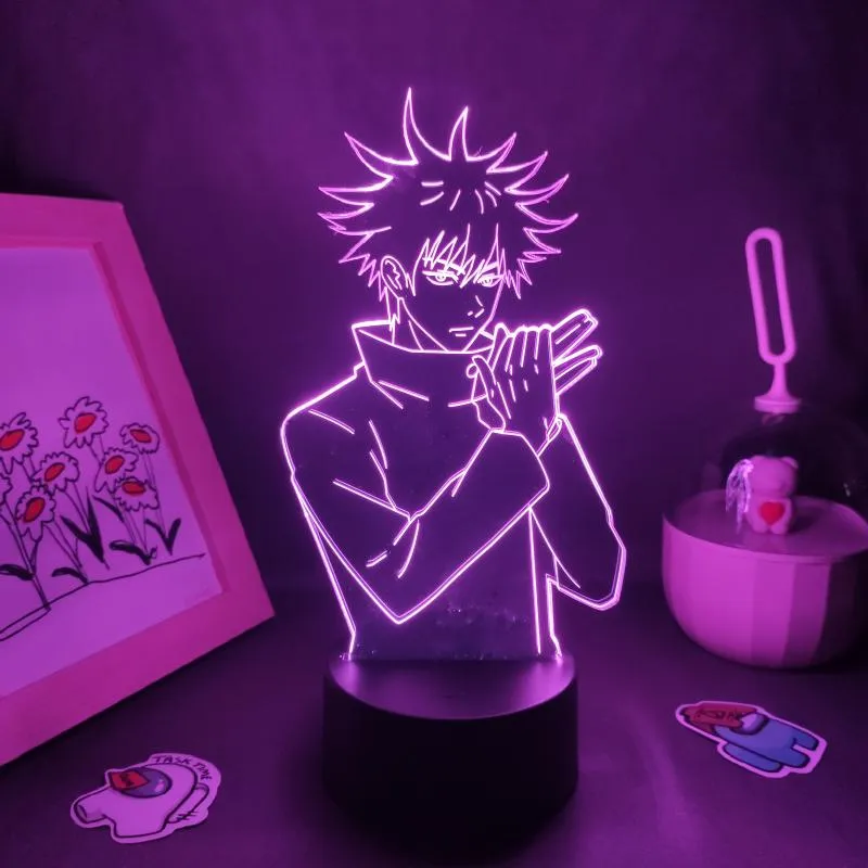 Gece ışıkları jujutsu kaisen anime figür megumi fushiguro 3d LED lamba rgb neon yatak odası masa masası dekorasyon manga doğum günü hediyesi237a