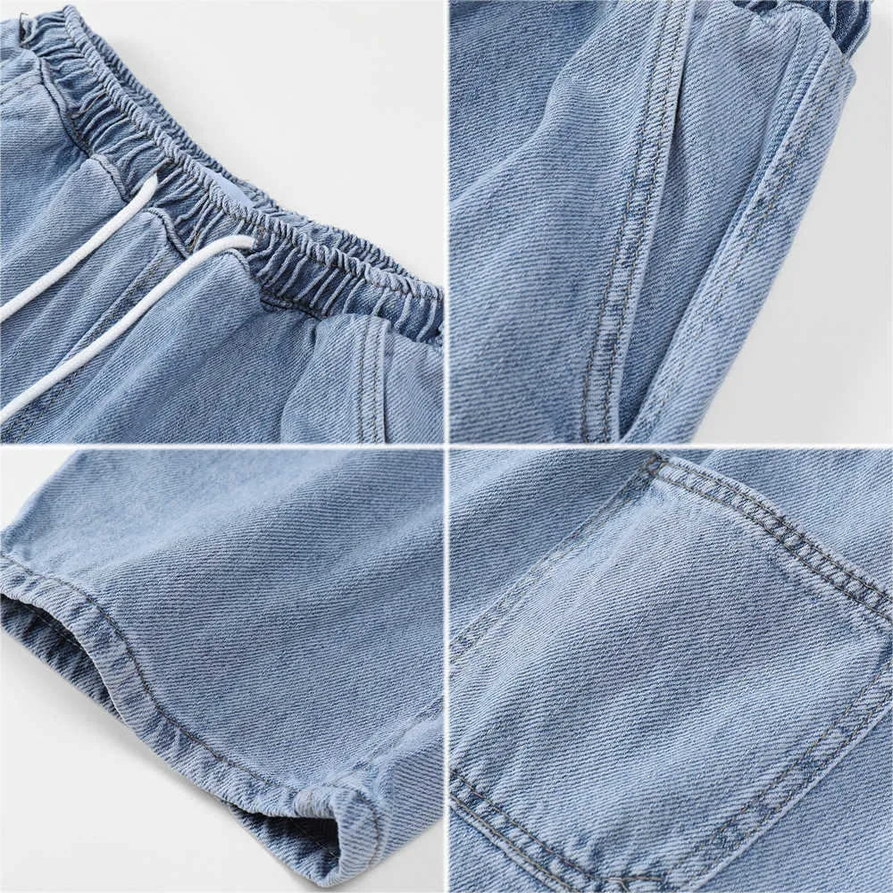 NBPM мода мытье на шнуровке мешковатые джинсы женщины высокая талия девушки уличная одежда широкие брюки ноги джинсовые брюки дно 210529