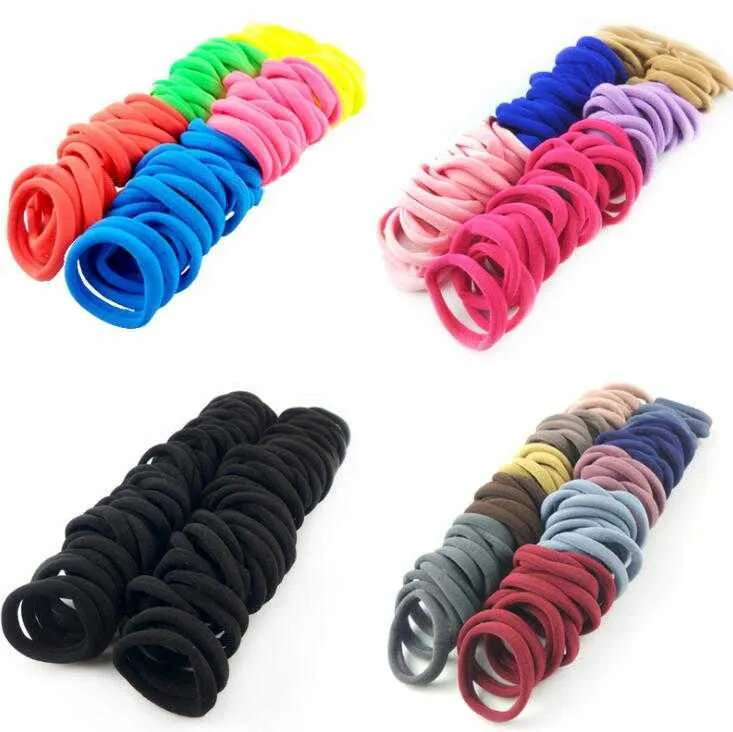 50 Pz/lotto Nero Colorato Scrunchies Coda di Cavallo Titolari Elastico Cravatte Bianche Gomma Fasce Capelli Elastiche Senza Soluzione di Continuità Le Donne Della Ragazza