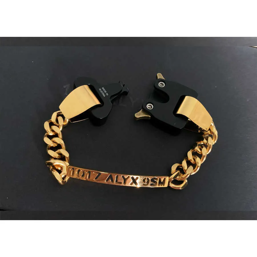 Alyx Buckle Bracelet Men Women 1017 Alyx 9sm Charm Bracelets Hollow Openwork Letters Stainless Steel Chain Austria Q0809