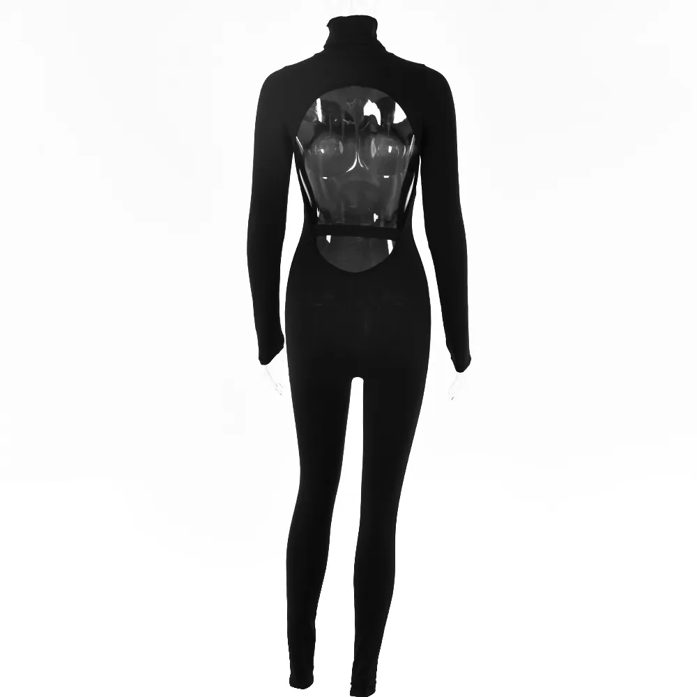 Backless Bandage Rompers Womens Sexy Jumpsuit Long Sleeve Skinny Outfits Summer Workout Active Wear Goth Bodycon Clothes 210517