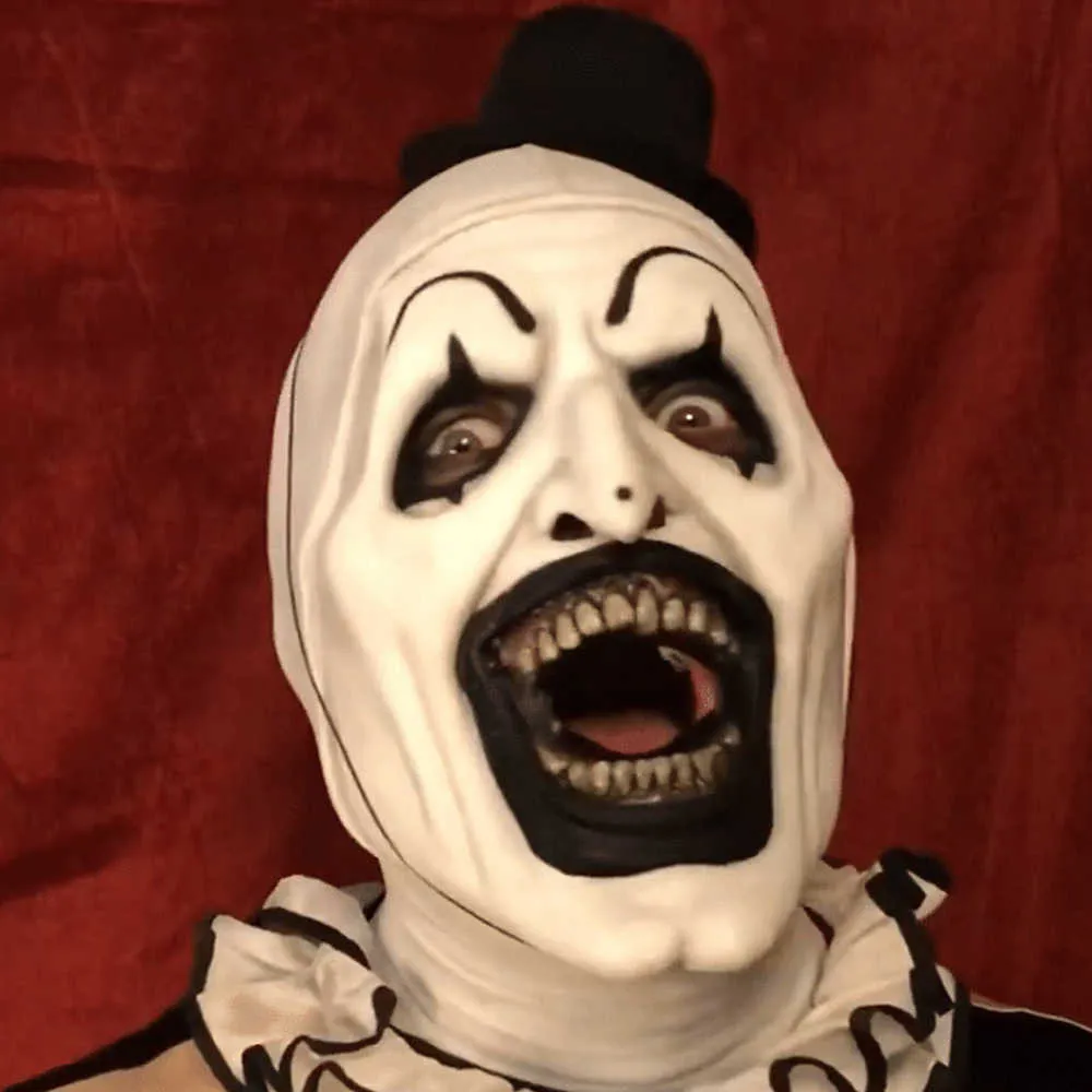Joker Latex Mask Terrifier Art The Clown Cosplay Mask Horror Полное лицо шлем шлема Хэллоуин Костюмы аксессуар карнавальный реквизит H2733