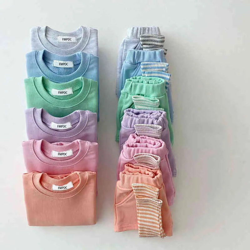 Coréen Bébé Vêtements Garçons Filles Bonbons Couleur Sweats + Pantalon Ensembles Survêtements Casual Mode Enfants Enfants Vêtements Ensembles Y220310