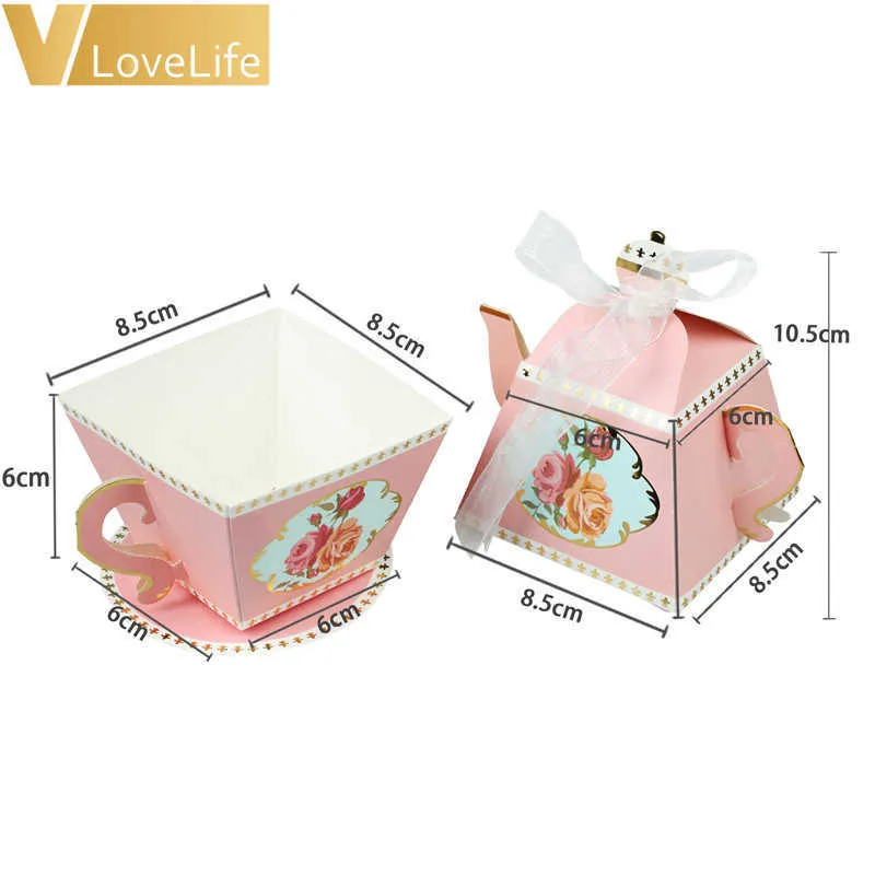 emballage cadeau décorations de fête de thé tasse de thé théière faveur de mariage boîte de bonbons décoration de douche de bébé fournitures de fête d'anniversaire 211014250o