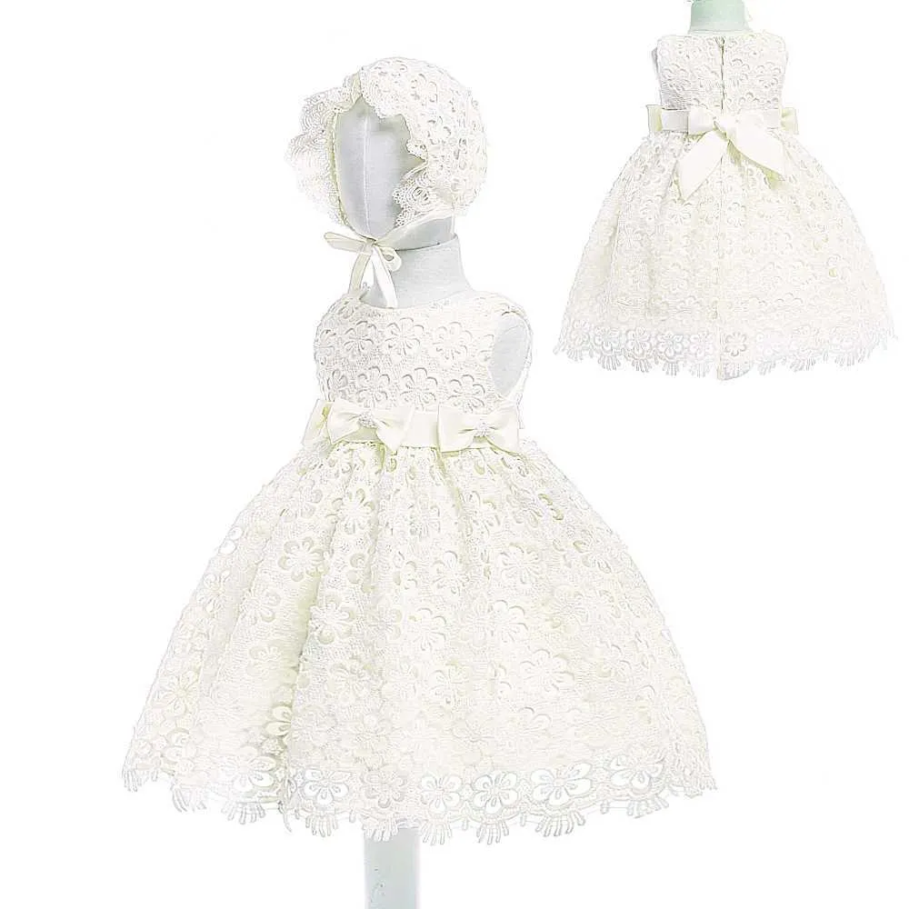 Младенческие девочки кружевные крестические крестиницы белое платье для крестинга малышей Обратная линия с набором костюма на мыс вечеринки 210529