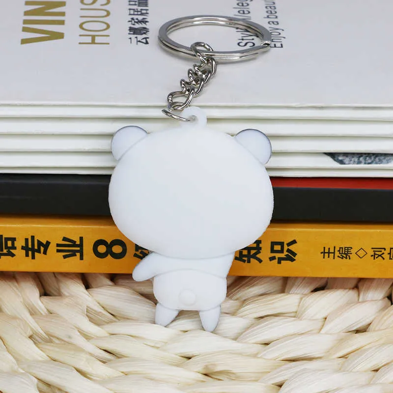 Nyckelringar Söta och kreativa tecknade Sile Jewelry Animal Panda Car Girl Bag Keychain Accessories Gift G230526