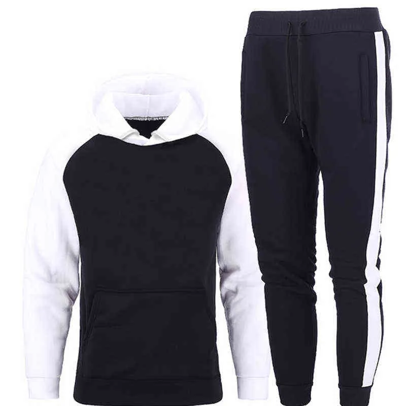 Heren Sets Hoodies + Broek Fleece Trainingspakken Solid Pullovers Jassen Sweatershirts Sweatpants Oversized Hooded Streetwear Outfits G1217