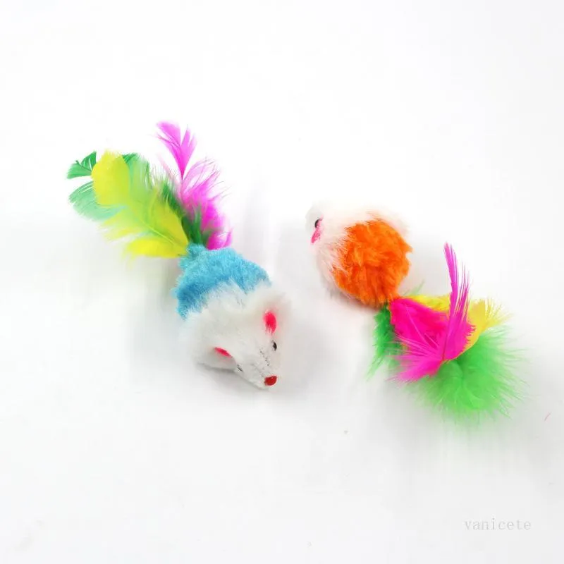 Kleurrijke veer grit kleine muis kat speelgoed voor kat veer grappige spelen huisdier hond kat kleine dieren veer speelgoed kitten t2i51767