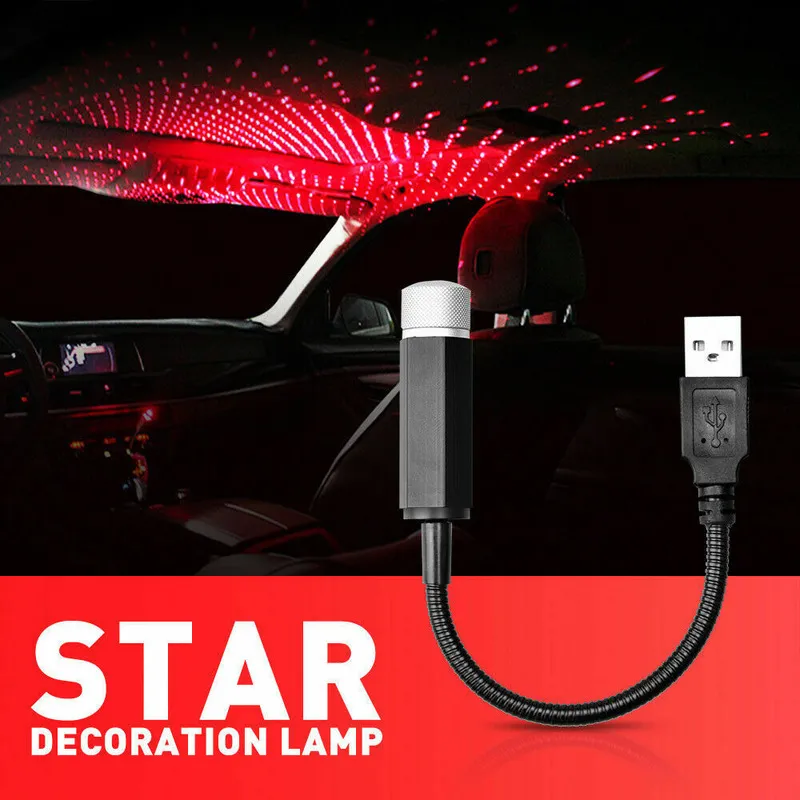 Red Mini USB LED Laser Light Light Dekor Wewnętrzny Wnętrze Atmosfera Lampa Lampa Star Dekoracja Dekoracja Wewnętrzne Części Wewnętrzne 9992869