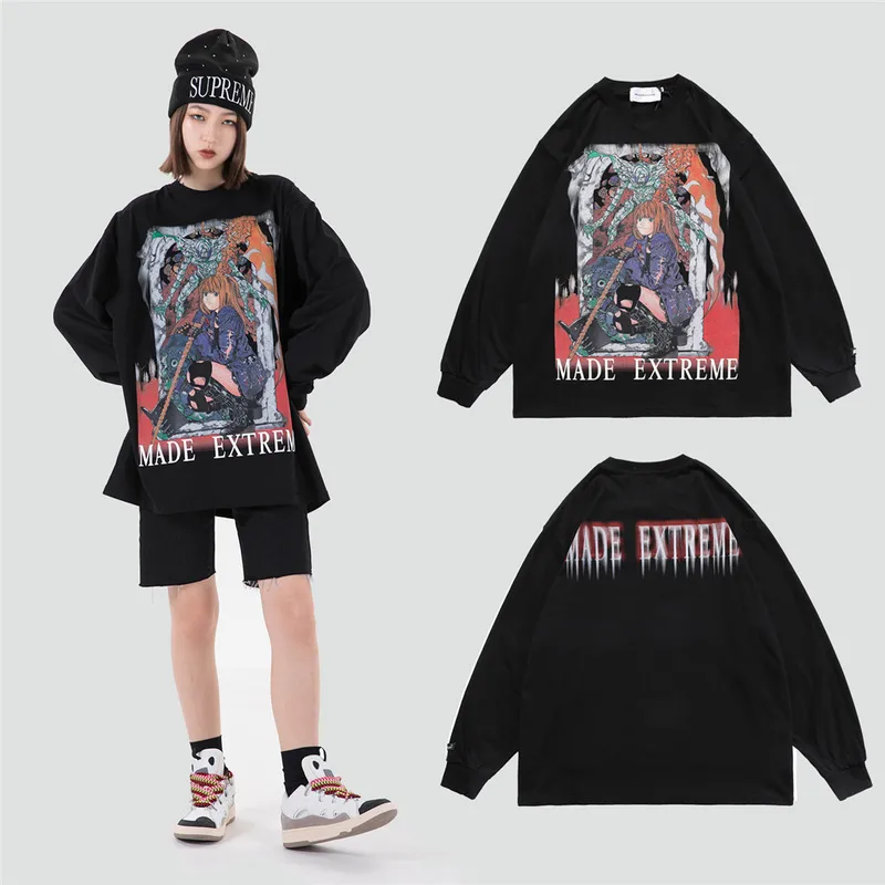 Lindsey Seader Mäns T-shirt Hip Hop Longsleeve Sweatshirt Tecknad filmflicka Tryckt Oversize Harajuku Tops Tees Anime Kläder 220309