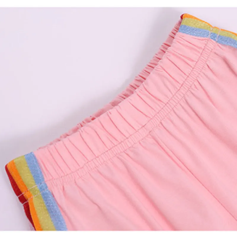 Летние девушки с коротким рукавом набор девочка одежда радуги топ + брюки двухсектура детский спортивный отдых 210515