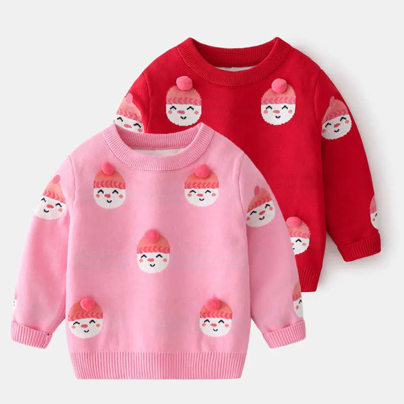 2021 bébé fille pull hiver noël pull enfants tricots jersey double couches dessin animé impression pull enfant en bas âge enfants vêtements Y1024