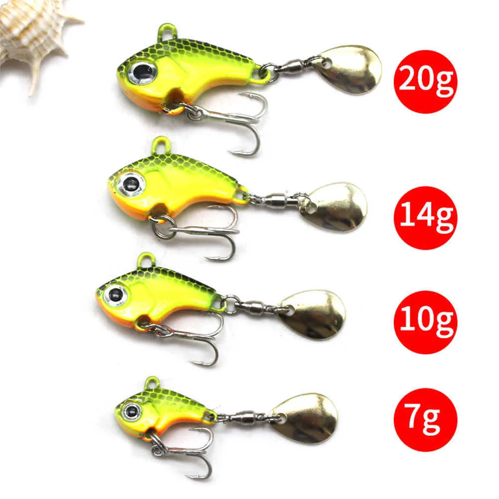 Rotierenden Metall VIB vibration Köder Spinner Löffel Fischerei Lockt 7g 10g 14g 20g Jigs forelle Winter Angeln Harte Köder Tackle