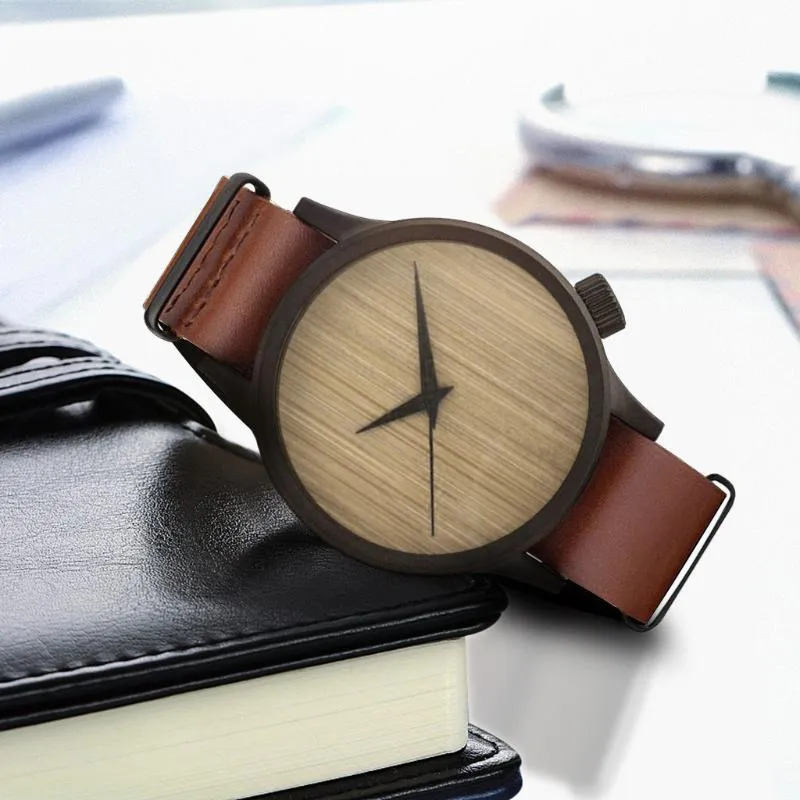 Montre en bois décontractée pour hommes et femmes, montre-bracelet de luxe en bambou pour hommes d'affaires, à Quartz, Clock2854