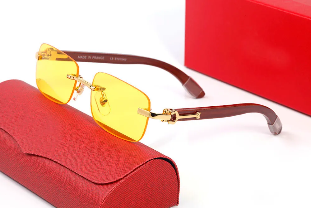 Retro rechteckige Sonnenbrille Business Casual Männer und Frauen Klassische Metallhölzgläser Gold Silber Dekoration Multikolenlinsen W214F