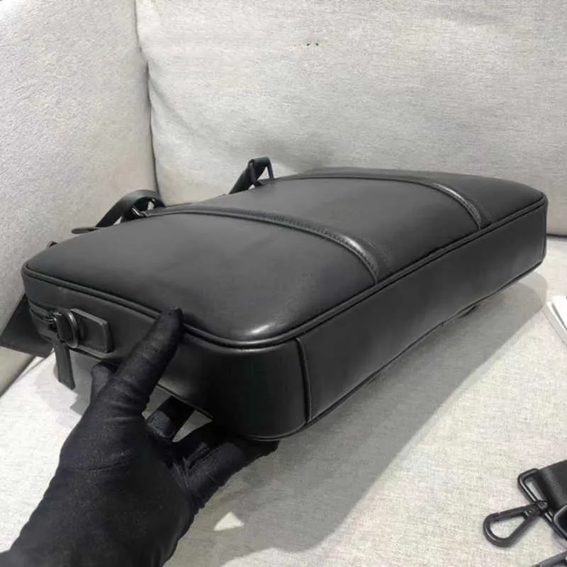 2022New Männer Schulter Aktentasche Schwarz Leder Designer Handtasche Business Laptop Bag Messenger Bags mit Namenscheren Totes Herren 288f