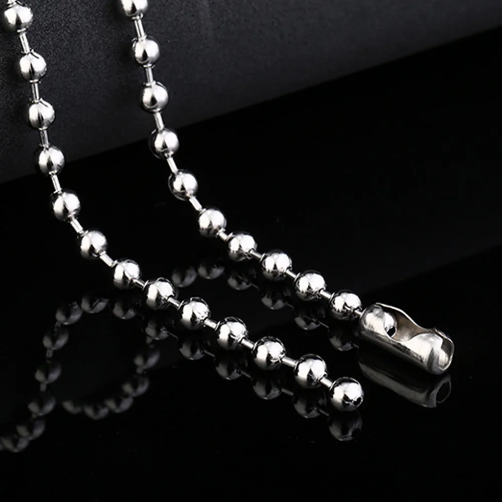 3mm 4mm 5mm 6mm Stainless Steel Necklace Ball Chain Link for Men Women 45cm-70cm Length with Velvet Bag242G