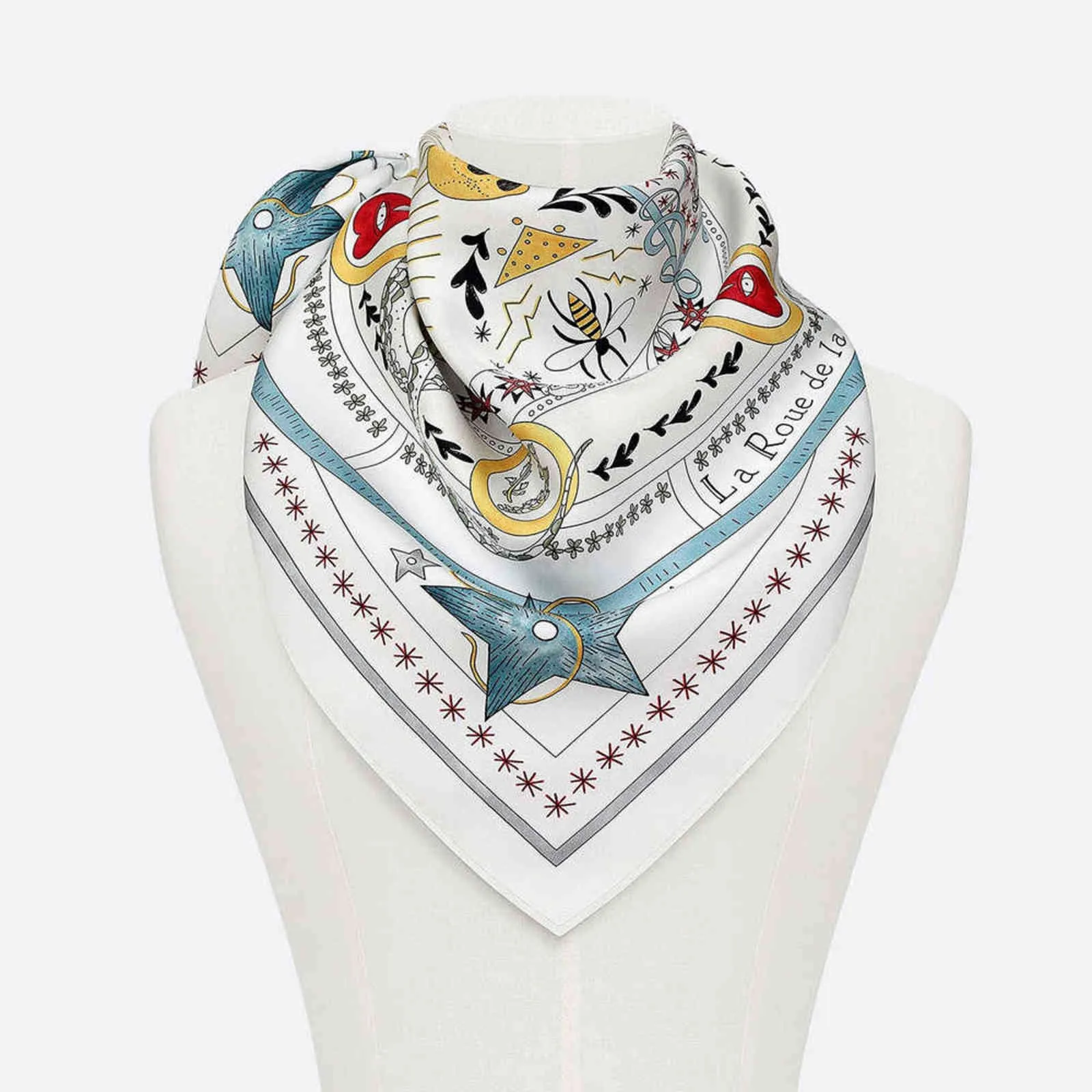 53 cm luksusowy Tarot Twill mały kwadratowy szalik Panie Profesjonalne sztuka Akcesoria do włosów dla dziewcząt Town Ties Sjaaltjes Y3367654