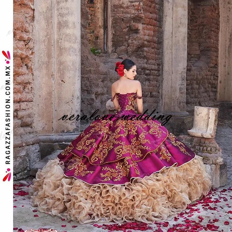 Charro Mexicaanse Quinceanera Prom Jurken Modaensuenonupcial 2021 Off Schouder Sweet 15 Jurk Princesa Misquinceanos Partij Gowns267t