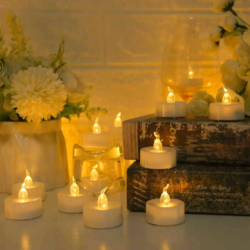 12/Flameless LED Tea Lights Electric Tealight Fake Candles Battery Operated Flimrande LED Candle för Holiday Wedding Party