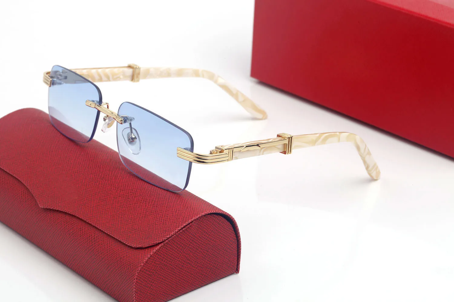 France Design Bezprawne okulary przeciwsłoneczne dla męskich drewniane szklanki rogu bawołów optyczne okulary kobiety machają złotymi drewnianymi okularami ramy L257p