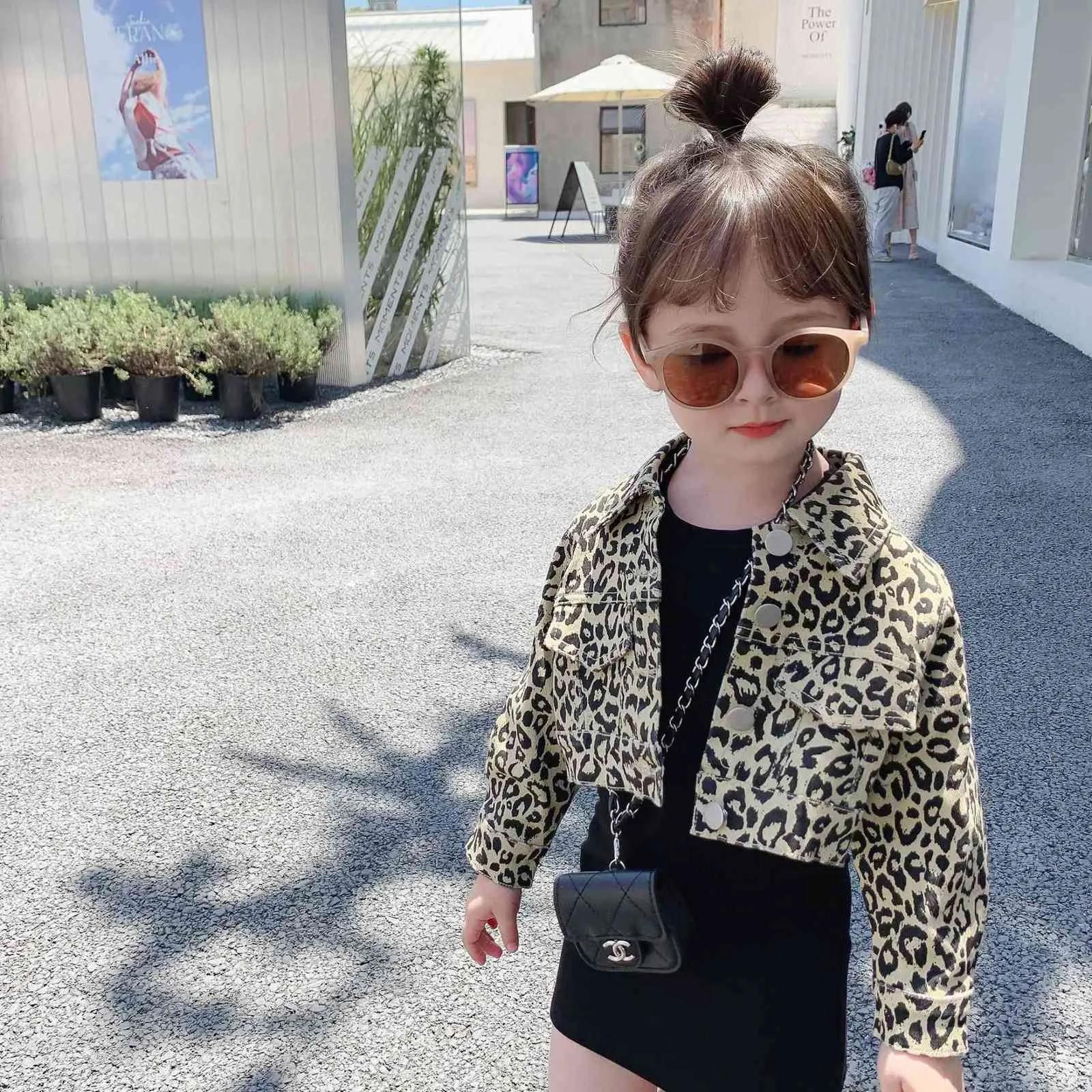 Toddler Girl Jacket Set Leopard Coat and Black Dress Children Clothing Sets Fall Clothes for Baby Girl Jacket 210715