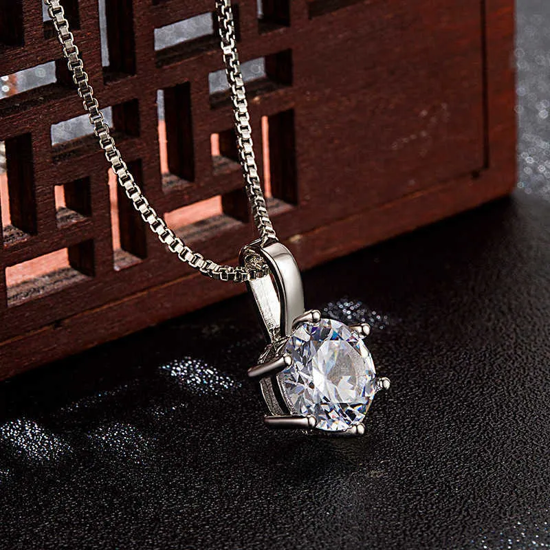 Kristall Damen Halsketten Anhänger vergoldet 18K klassischer Diamant einfache Schlüsselbeinkette Gold Silber