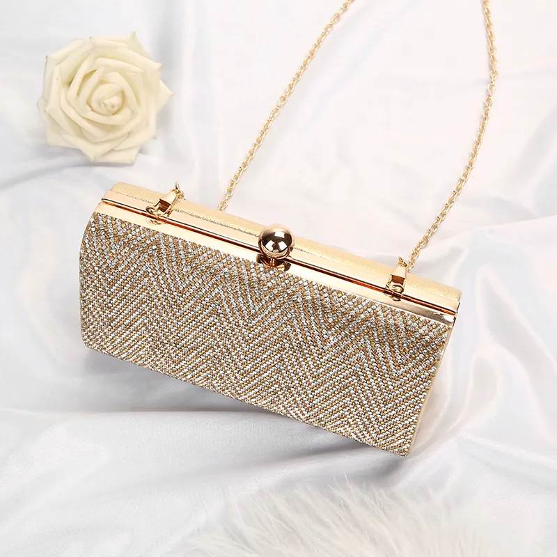 Bolso de noche Cristal Plata Oro Bolsos de mano Embragues Dama Boda Monedero Diamantes de imitación Bolsos de boda Bolso de noche negro