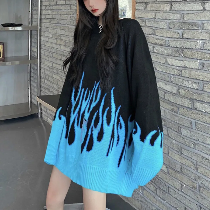 Kimutomo Womens Suters Outono inverno Coreia Moda Senhoras Solta Retro Hong Kong Estilo Pullovers Outwear Manga Longa Tops 210521