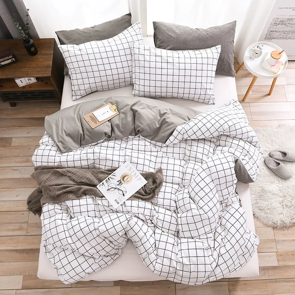 100% coton rayures housse de couette ensembles de literie simple avec taies d'oreiller simple double reine king size housse de couette literie 210319