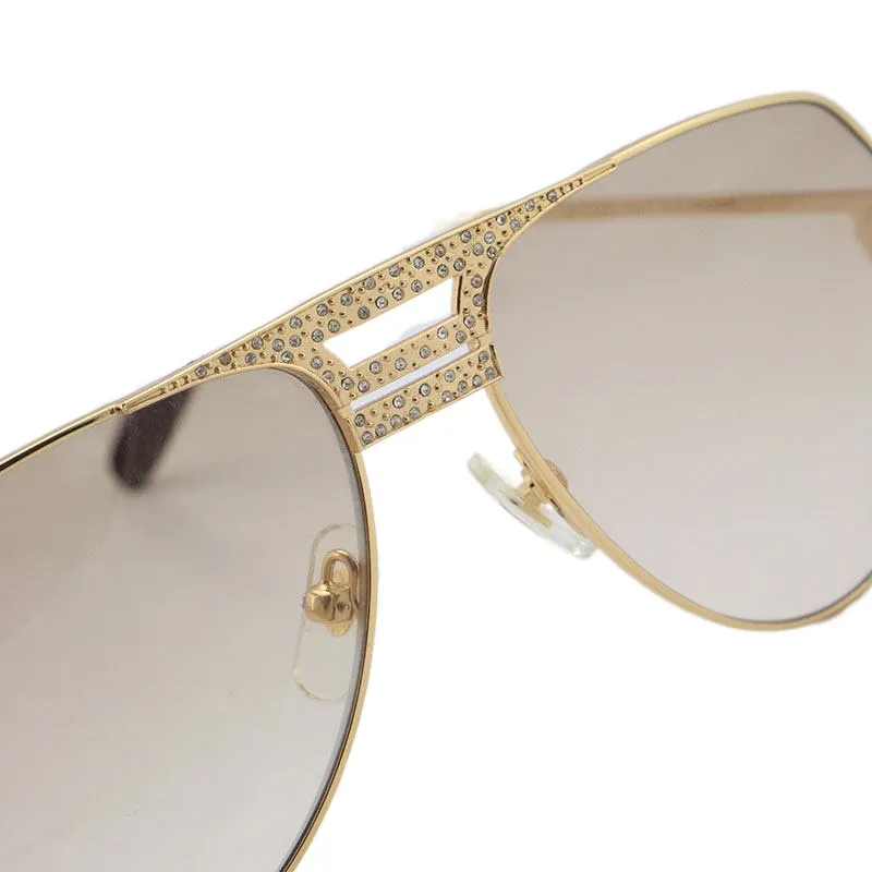 Ganze Modeaccessoires Sonnenbrille 1130036 Limitierte Auflage Diamant Herren 18 Karat Gold Vintage Damen Unisex C Dekoration Eyeg222J