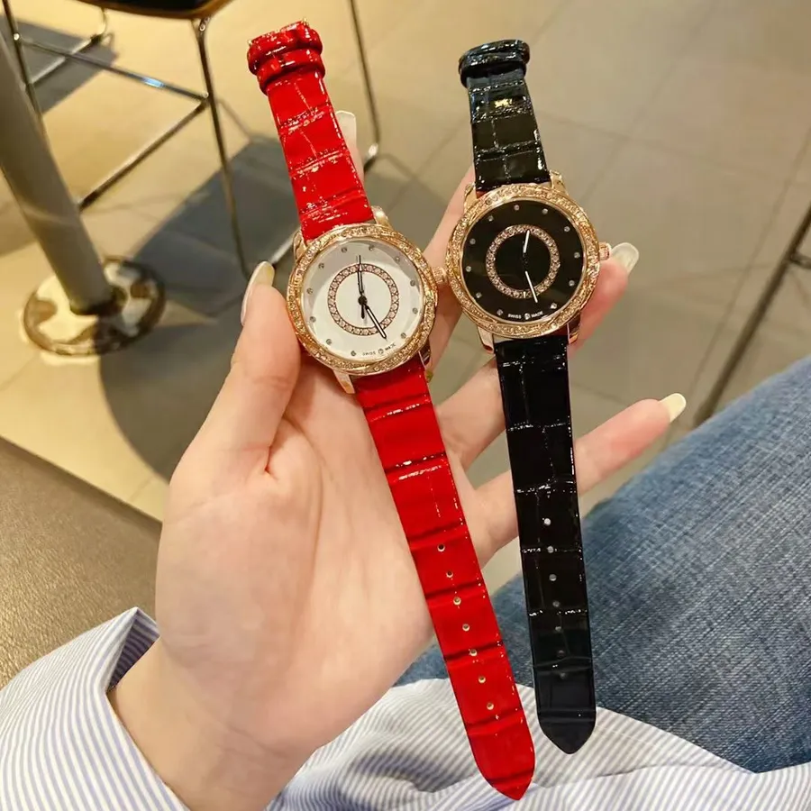 Marka zegarek dla dziewczynki Lady Crystal w stylu skórzany pasek kwarcowy zegarek CH59