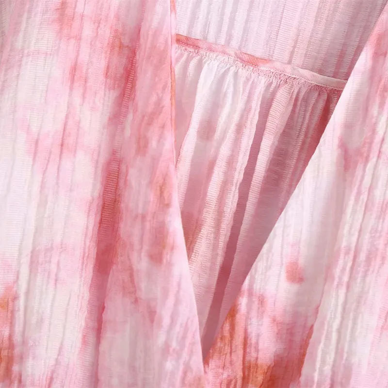 スウィート女性ピンクタイ色のショートパンツ夏のファッションレディースクロップド試合スーツの女の子y2k vネック210515