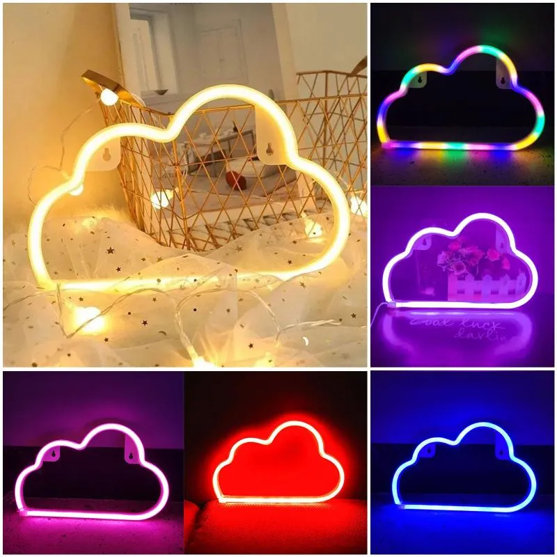 Nuvola Design Insegna al neon Luce notturna Arte Luci decorative Lampada da parete in plastica bambini Baby Room Illuminazione natalizia Festa di Natale LED Stri295R