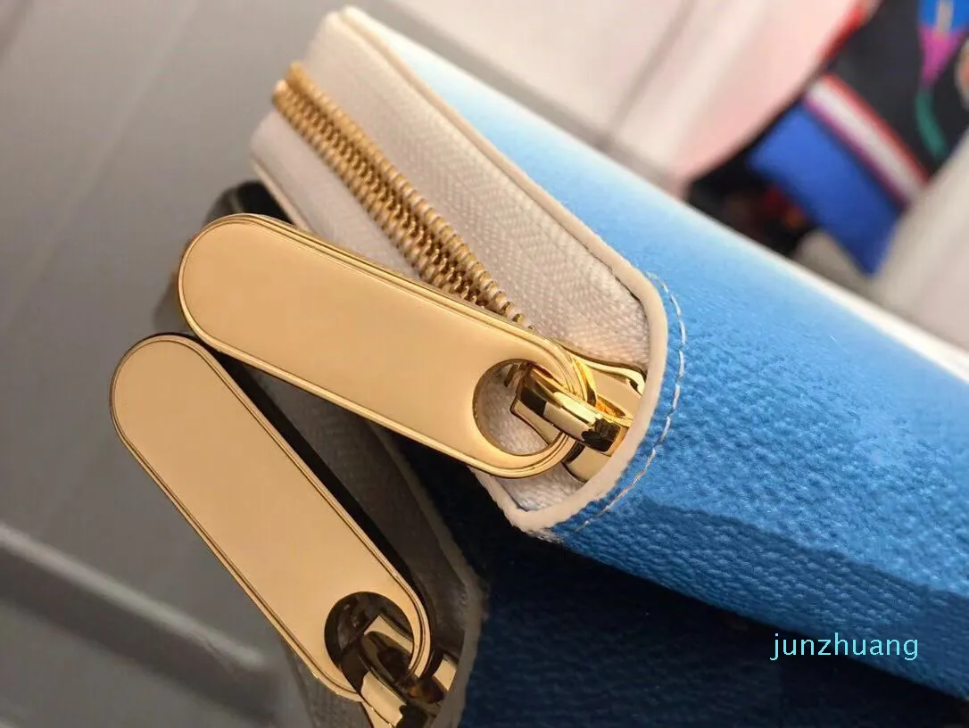Дизайнер- Женские сумки спечатаны стандартные длинные молнии кошельки, доступные в 2 цветах Pink Blue264D