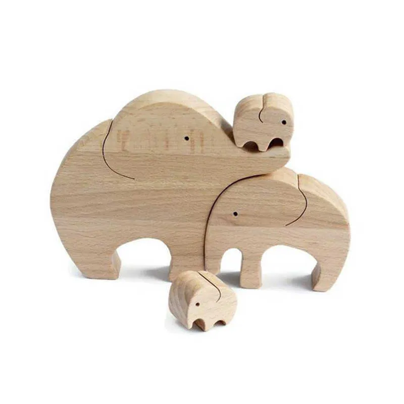 Cadeau de la fête des mères Éléphant Mère et enfant Ornement en bois Accueil Chambre Décor de bureau Accessoires Décor de fête Cadeaux Decoracin 210727