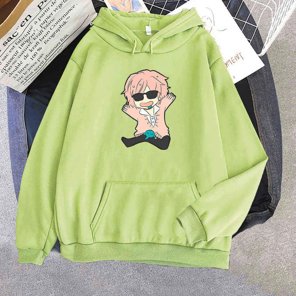 Anime Yarichin Kulübü Kawaii Ayato Yuri Kapşonlu Kazak Erkek Kadın Harajuku Karikatür Sevimli Pembe Grafik Rahat Gevşek Hoodies G1019 Tops Tops